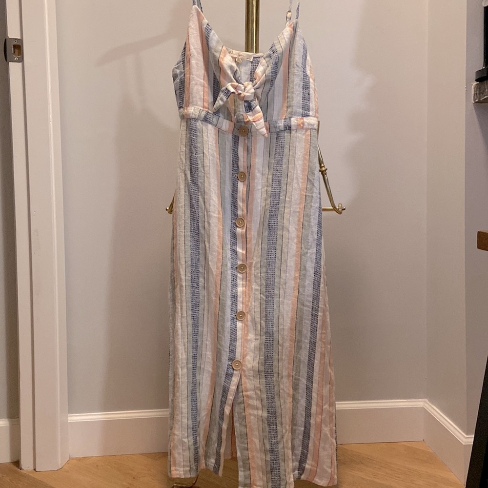 Striped Midi Dress - Blue, Pink, White